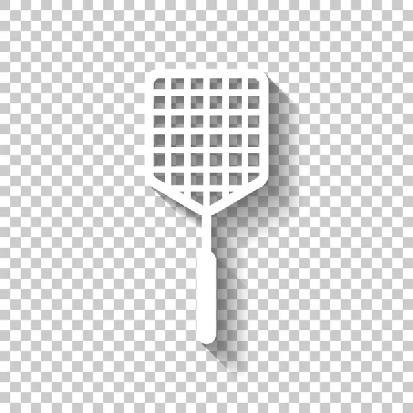 Fly Swatter Icône Icône Blanche Avec Ombre Sur Fond Transparent — Image vectorielle