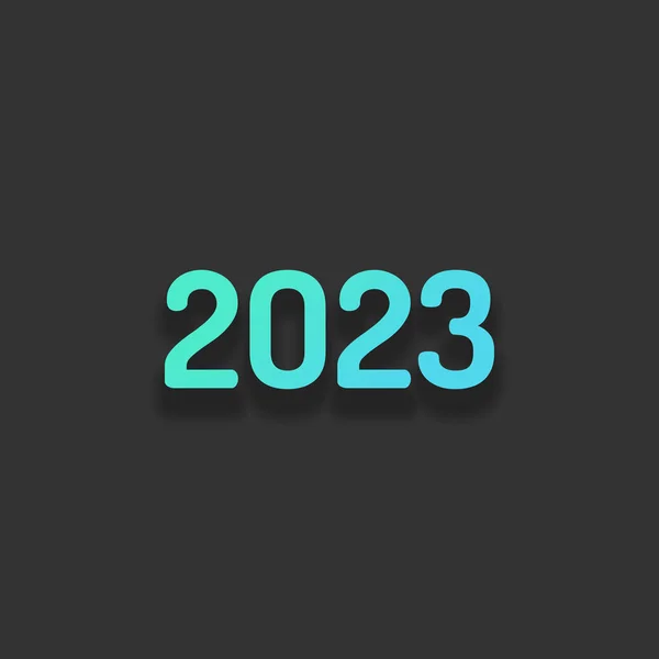 2023 아이콘입니다 받으세요 어두운 배경에 부드러운 그림자와 화려한 바다의 아이콘 — 스톡 벡터