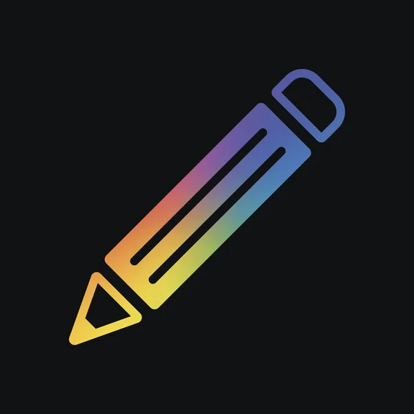 简单的铅笔符号 彩虹色和深色背景 — 图库矢量图片