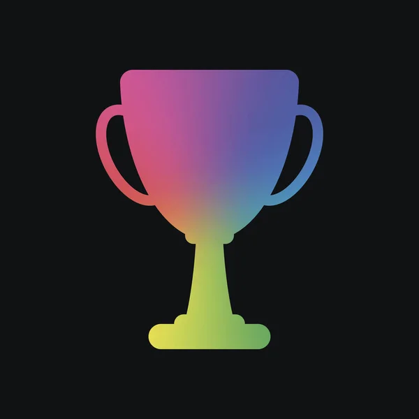 チャンピオンズ カップのシルエット シンプルなアイコン 虹色と暗い背景 — ストックベクタ