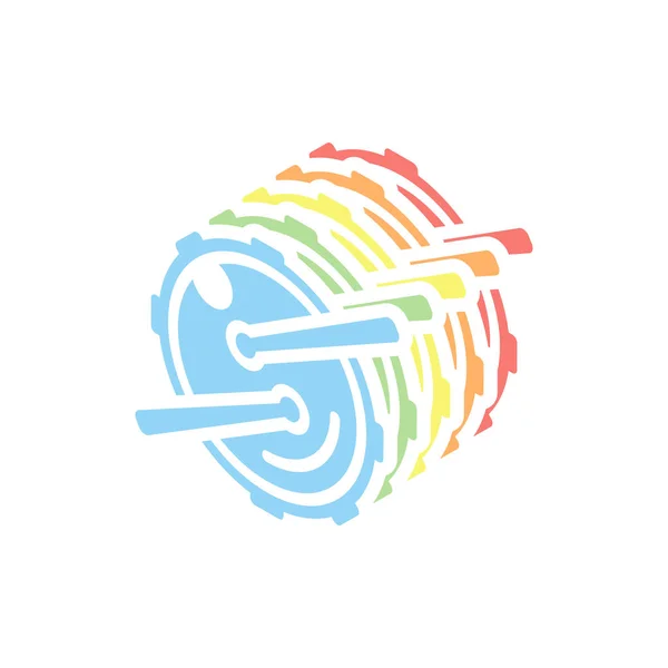 Λογότυπο Για Μουσική App Τύμπανο Κνήμες Και Φωτογραφική Μηχανή Απλή — Διανυσματικό Αρχείο