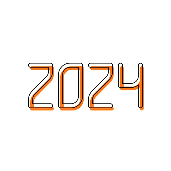 2024 Number Icon Happy New Year Isolated Icon Consisting Black — Stock Vector