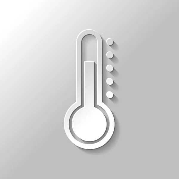 シンプルな温度計のアイコン 灰色の背景に影を紙のスタイル — ストックベクタ