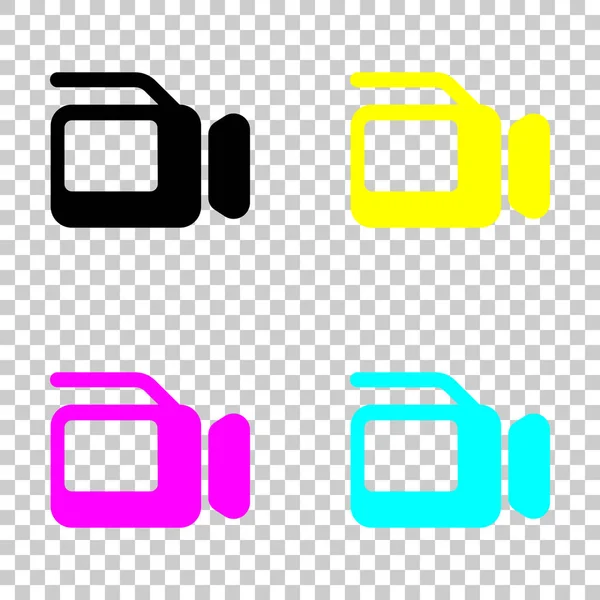 Video Kamera Obrazovkou Barevná Sada Cmyk Ikon Průhledném Pozadí — Stockový vektor