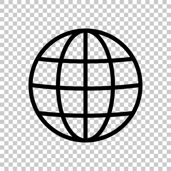 Icône Globe Simple Ligne Contour Fin Sur Fond Transparent — Image vectorielle