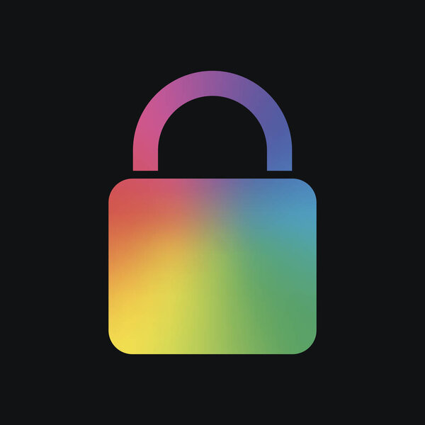 Значок блокировки. Цвет радуги и темный фон

