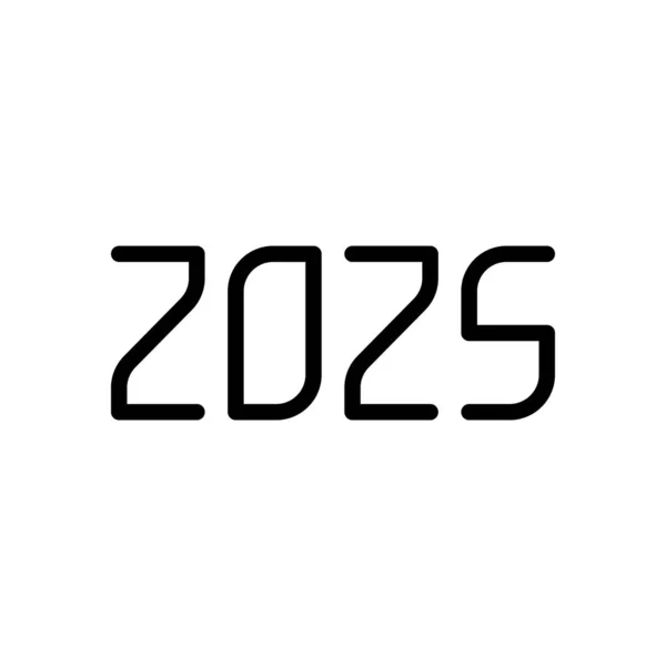 2025年数字图标 新年快乐 黑色在白色背景 — 图库矢量图片