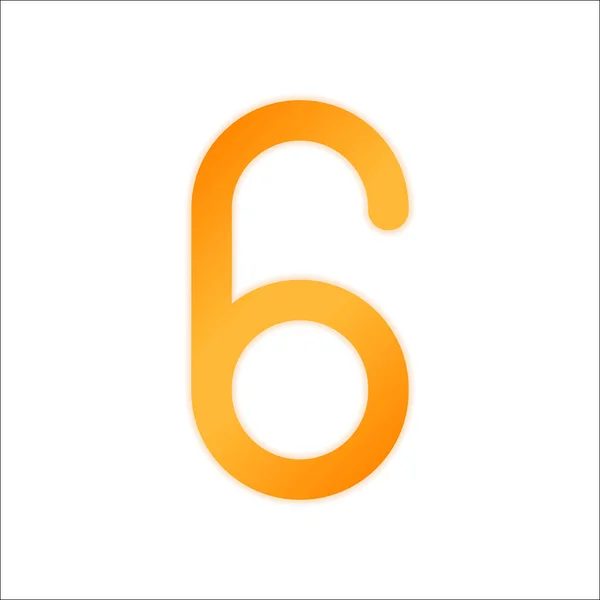 Number Six Numeral Simple Letter Orange Sign Low Light White — Stock Vector