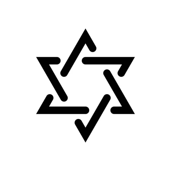 Davidova Hvězda Jednoduché Ikony Černá Bílém Pozadí — Stockový vektor