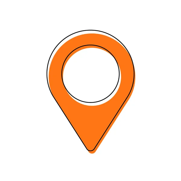 Map Label Icon Isolated Icon Consisting Black Thin Contour Orange — Stock Vector