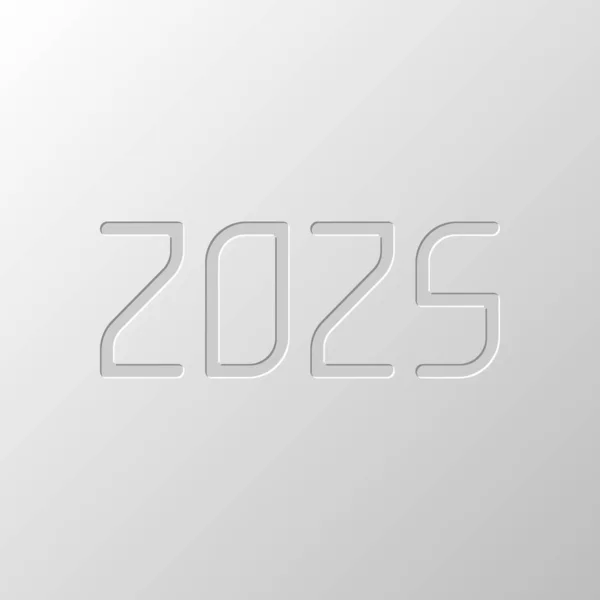 Иконка 2025 Новым Годом Бумажный Дизайн Вырезанный Символ Стиль Косточек — стоковый вектор
