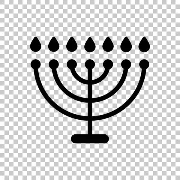 Hanukkah Icon Menorah Lamp Outline Jewish Candles Black Symbol Transparent — Stock Vector