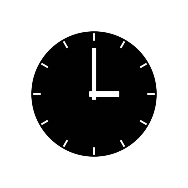 Icône Horloge Simple Icône Noire Sur Fond Blanc — Image vectorielle