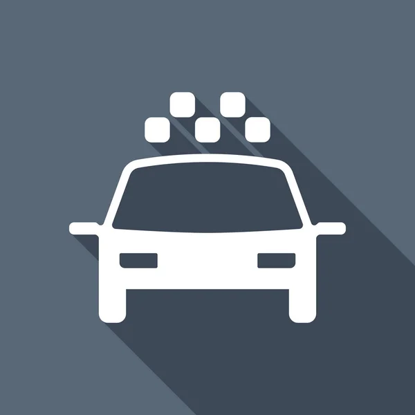 Taxi Taxi Vagy Autóval Egyszerű Ikonra Fehér Lapos Ikon Háttér — Stock Vector