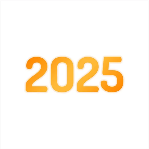 2025 数字アイコン 明けましておめでとう オレンジに白い背景の上の低照度で署名します — ストックベクタ