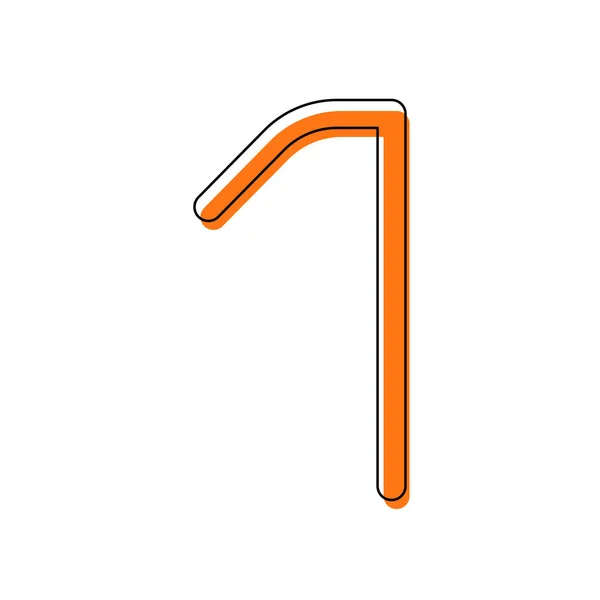 Číslo Číslo Jedna Izolované Ikona Skládající Černé Tenké Kontury Oranžové — Stockový vektor