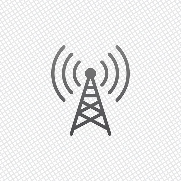 Ícone Torre Rádio Estilo Linear Fundo Grelha —  Vetores de Stock