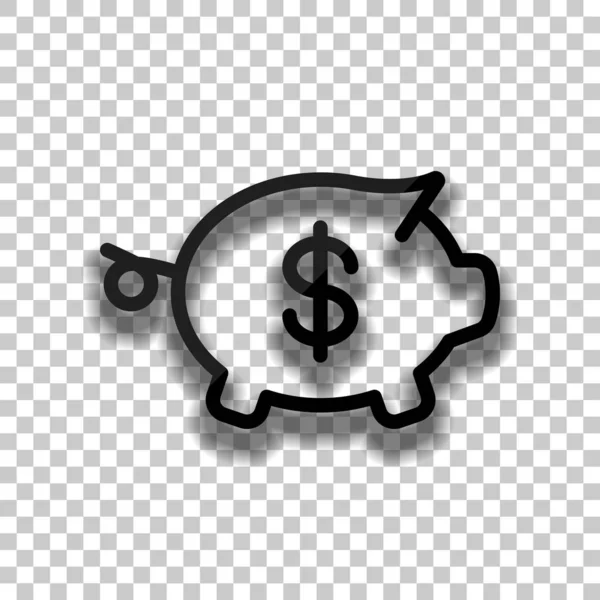 Possupankki Dollarin Symbolilla Bisnesikoni Musta Lasi Kuvake Pehmeä Varjo Läpinäkyvällä — vektorikuva