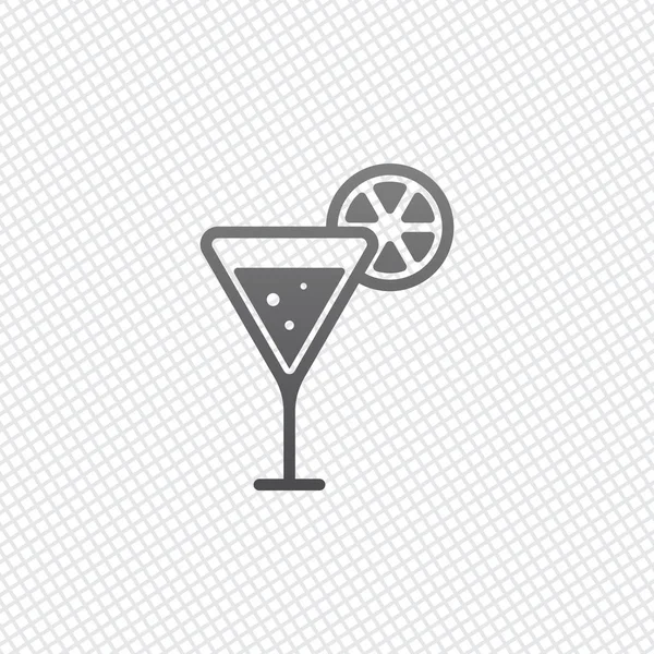 Cocktail Med Citron Skiva Ikon Rutnätet Bakgrund — Stock vektor