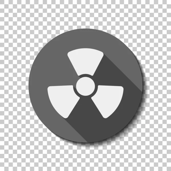 Prosty Symbol Promieniowania Ikona Radioaktywności Biała Ikona Płaskie Długi Cień — Wektor stockowy