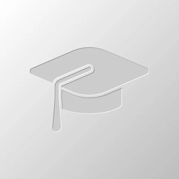 Καπάκι Αποφοίτηση Εκπαίδευση Στο Εικονίδιο Χαρτί Σχεδίασης Cutted Σύμβολο Κουκούτσι — Διανυσματικό Αρχείο