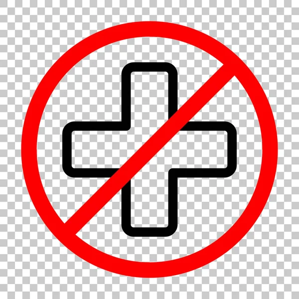 Medyczne Ikonę Krzyżyka Nie Jest Dozwolone Czarny Obiekt Czerwony Znak — Wektor stockowy