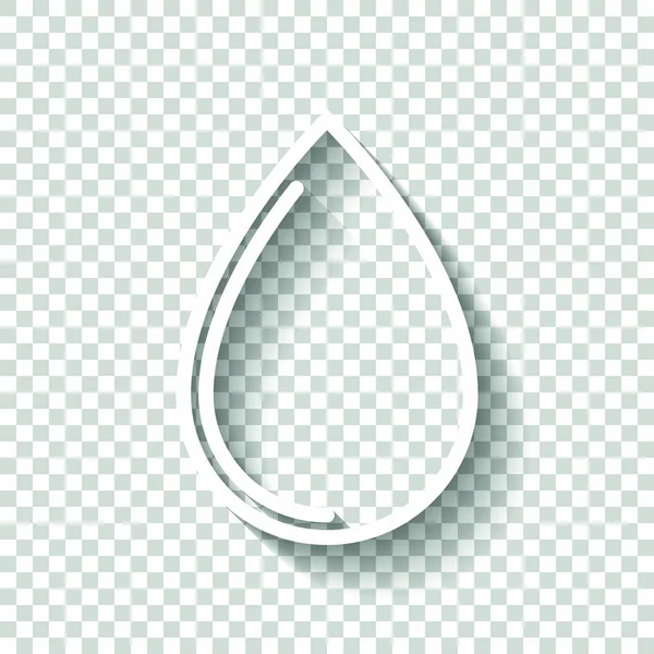 Wassertropfen Symbol Weißes Symbol Mit Schatten Auf Transparentem Hintergrund — Stockvektor