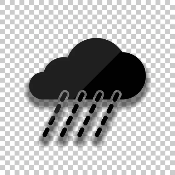 Βροχή Καιρικό Εικονίδιο Μαύρο Γυαλί Εικονίδιο Μαλακό Σκιάς Διαφανές Φόντο — Διανυσματικό Αρχείο
