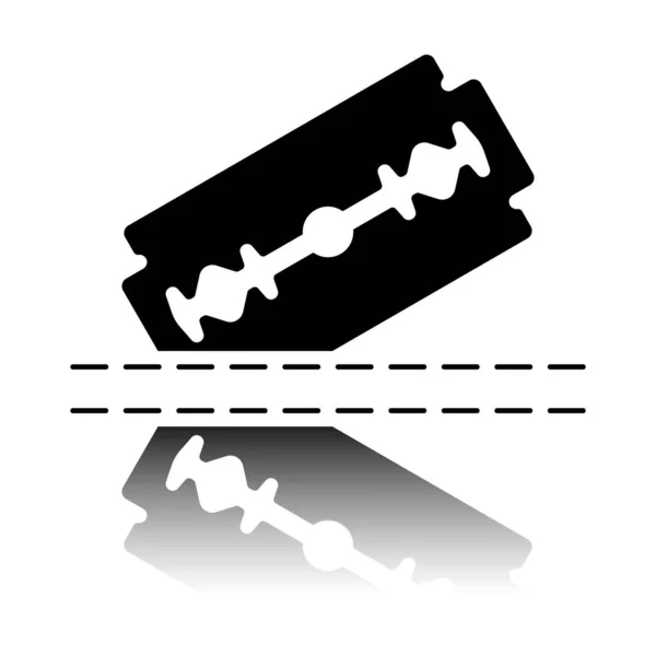 Razor Blade Cutting Line Simple Single Icon Black Icon Mirror — Stock Vector