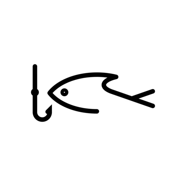 Angellogo Fisch Und Haken Einzeiliges Symbol Lineares Symbol Schwarzes Symbol — Stockvektor