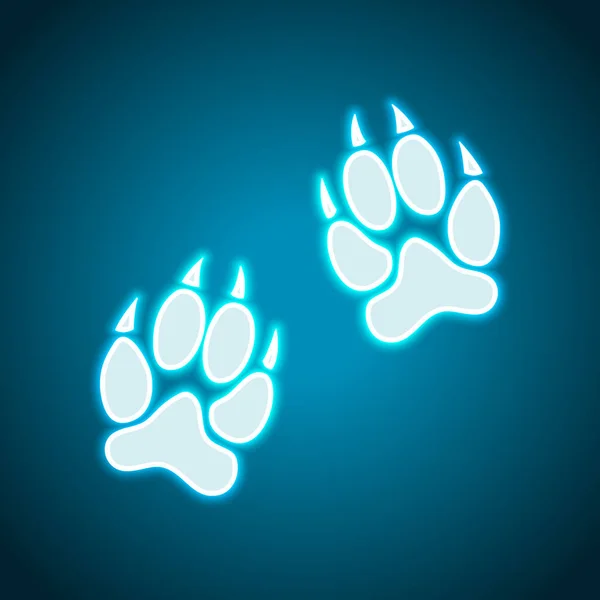 Animal Tracks Icon Estilo Neón Icono Decoración Ligera Símbolo Eléctrico — Vector de stock