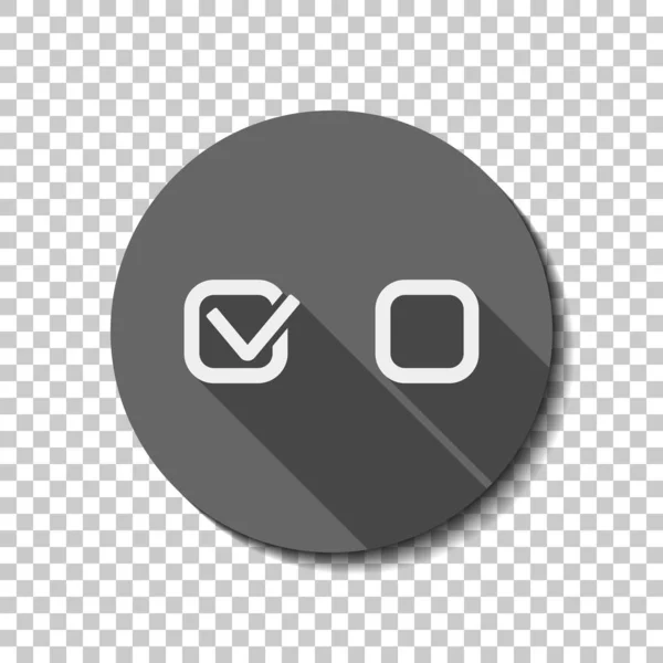 Sjekklisten Signerer Ikon Hvitt Flatt Ikon Med Lang Skygge Sirkel – stockvektor