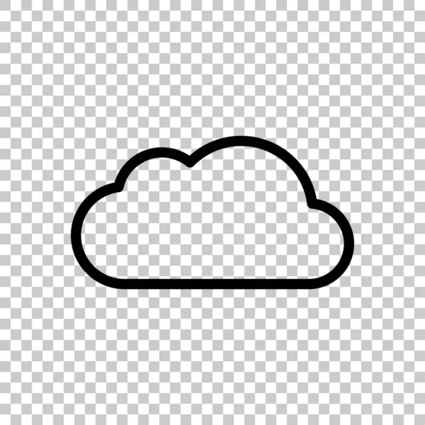 Simple cloud. Linear symbol with thin outline. On transparent background.