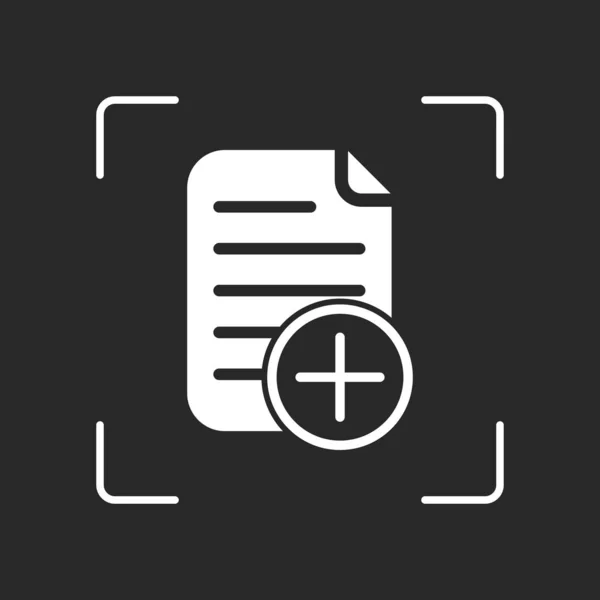 Add Document Icon Paper Circle White Object Camera Autofocus Dark — Stock Vector