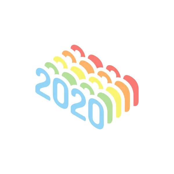 Icône Numéro 2020 Bonne Année Empilement Icônes Isométriques Colorées Sur — Image vectorielle