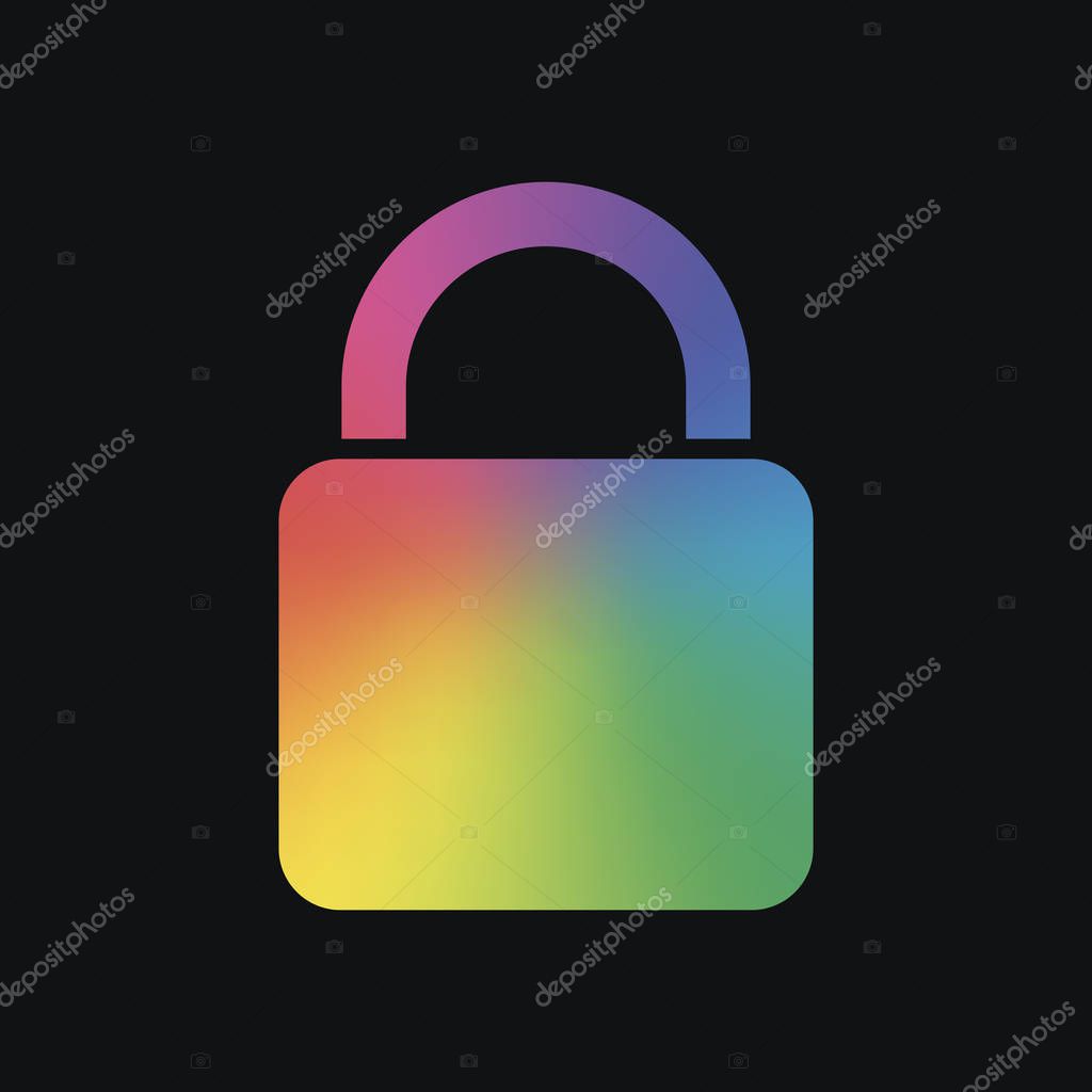 Lock icon. Rainbow color and dark background