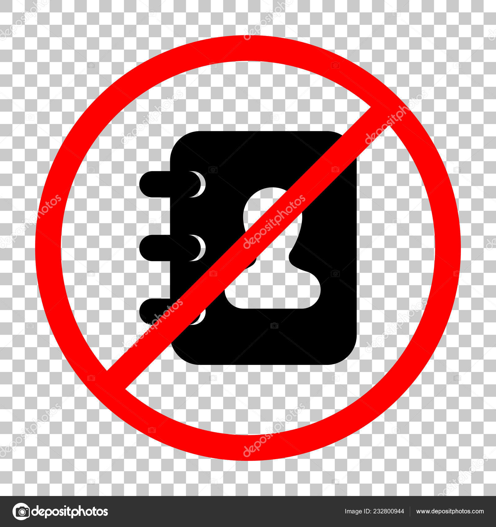 Address Book Man Symbol Cover Allowed Black Object Red Warning Stock