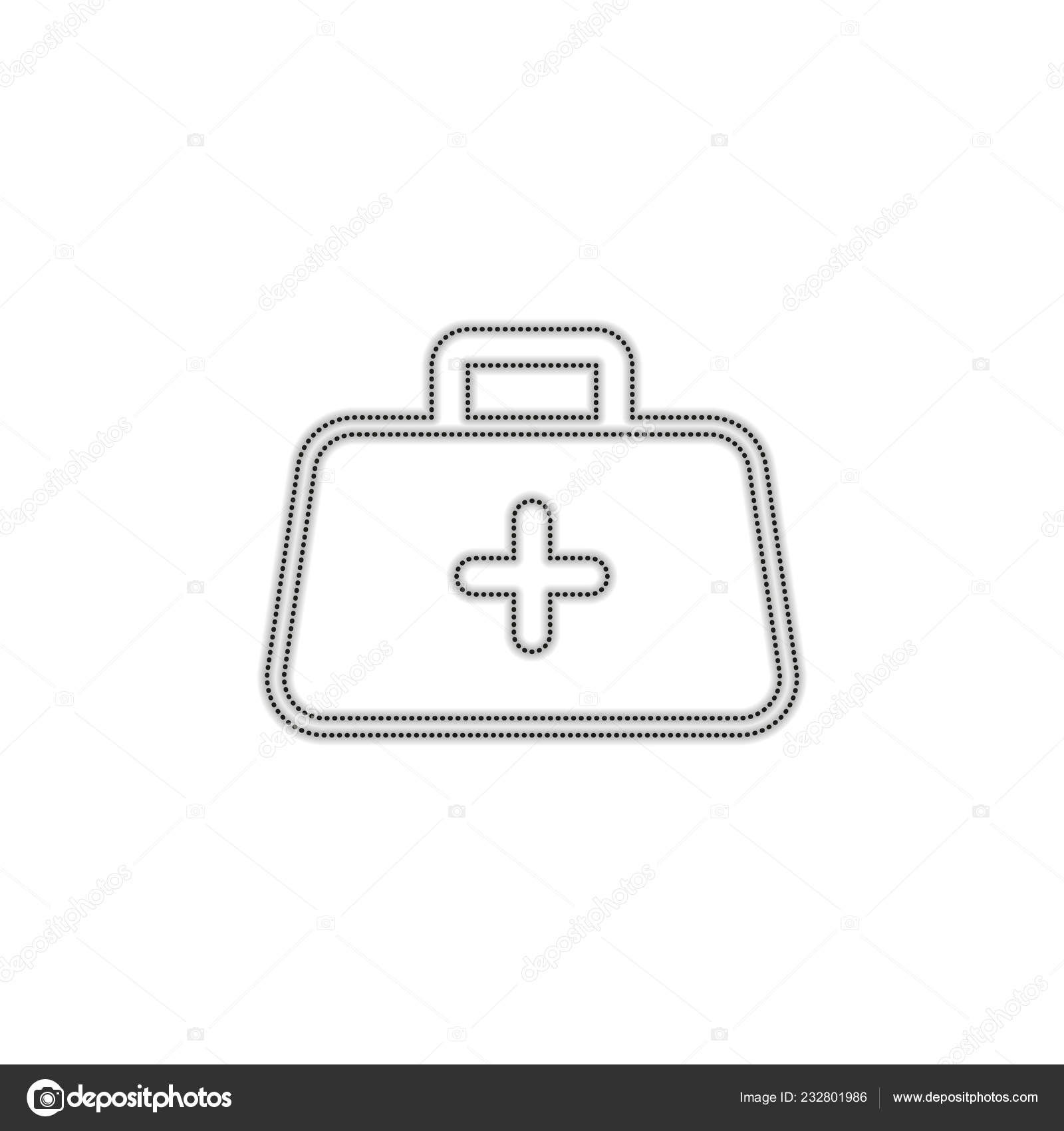 First Aid Kit Outline Symbol Dotted Outline Silhouette Shadow White