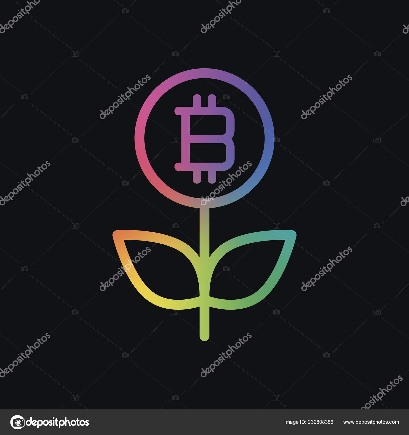Money Flower Bitcoin Money Tree Linear Icon Thin Outline Rainbow Stock  Vector by ©fokas.pokas 232808386
