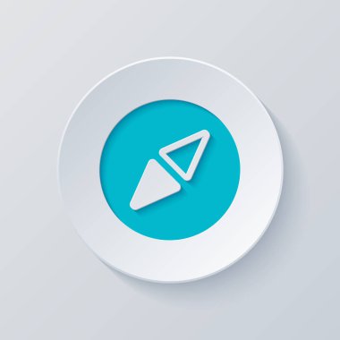 Basit pusula simgesini. Gri ve mavi katmanları ile daire kes. Kağıt tarzı