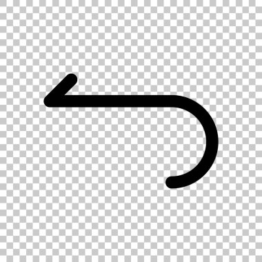 Basit ok, geriye doğru. Gezinti simgesi. Doğrusal sembolü ile ince bir çizgi. Bir çizgi stili. Saydam arka plan üzerinde.