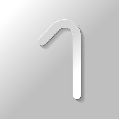 Bir numara, sayısal, basit bir mektup. Kağıt tarzı ile gölge gri arka plan üzerinde