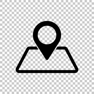 harita üzerinde etiket. basit siluet. Saydam arka plan siyah sembolü