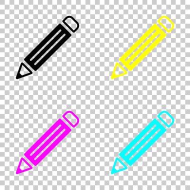 basit kalem simgesi. Cmyk simgeleri şeffaf arka plan üzerinde renkli dizi