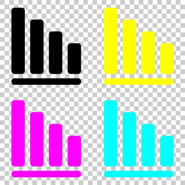 Azalan grafik hat simgesi. Cmyk simgeleri şeffaf arka plan üzerinde renkli dizi.