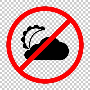 ay ve bulut. basit siluet. Siyah kırmızı uyarı işareti şeffaf arka plan ile nesnesinde izin yok