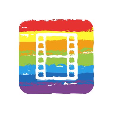 TV film şeridi ile. Çizim işaretiyle Lgbt stil, gökkuşağı (kırmızı, turuncu, sarı, yeşil, mavi, Indigo, menekşe, yedi renk