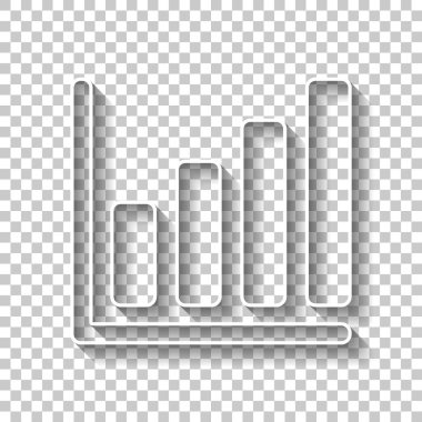 Büyüyen grafik hat simgesi. Gölge şeffaf arka plan üzerinde beyaz anahat işaretiyle