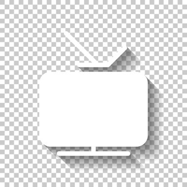 Akıllı Tv, analog televizyon. Ortam simgesi. Gölge şeffaf arka plan üzerinde beyaz simgesi