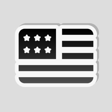 basit ABD bayrağı simgesi. Dikdörtgen şekli. Etiket tarzı ile beyaz ve gri arka plan üzerinde basit gölge